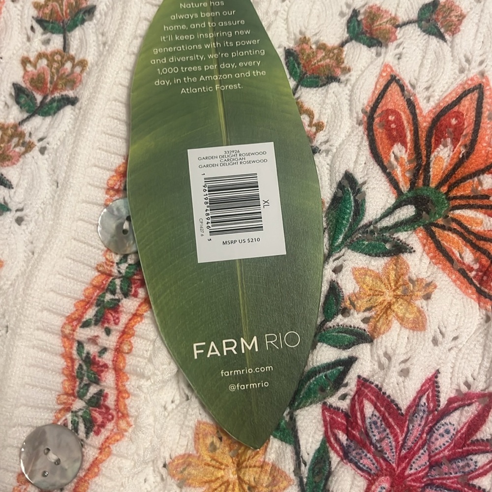 FARM Rio White Embroidered Floral Cardigan with Multicolor Flowers - Picture 7 of 10